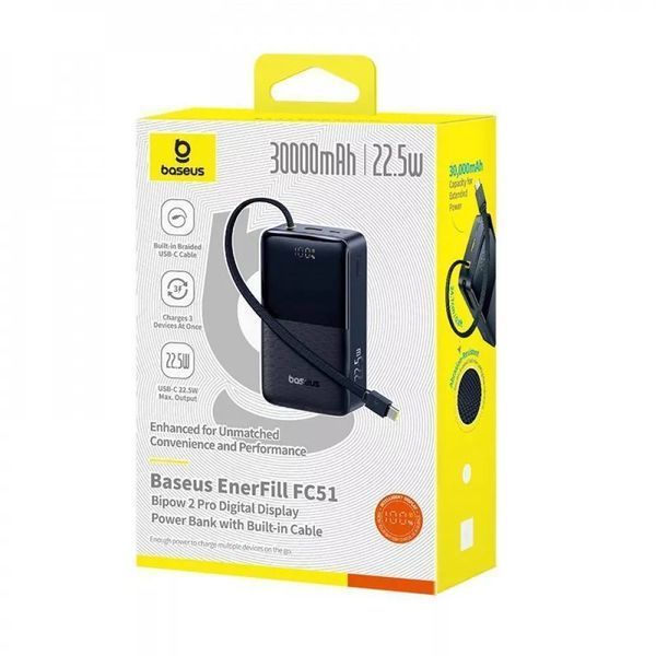 Портативна Батарея Baseus EnerFill Bipow 2 Pro 22.5W 30000mAh black 65215 фото