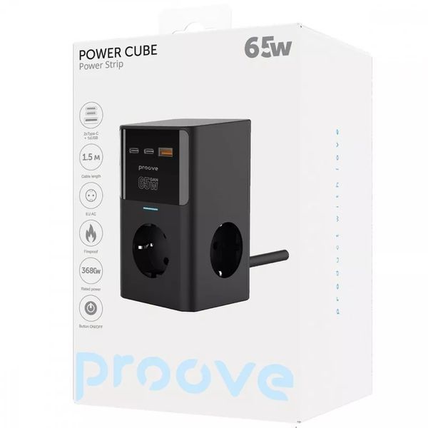 Мережевий фільтр Proove Power Cube 65W (3xAC + 2xType-C + 1xUSB) 1.5m 941333 фото